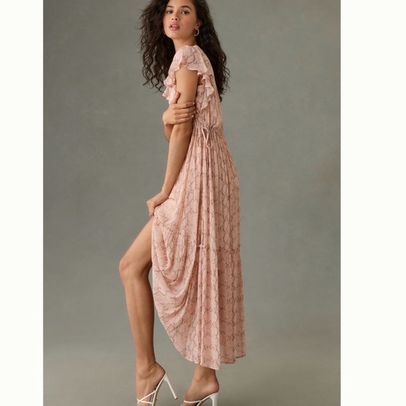 NWT Anthropologie V-Neck Flutter-Sleeve Dress size L - Picture 5 of 15